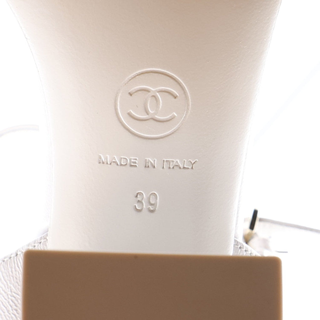 Lambskin Camellia Sandals 39 White