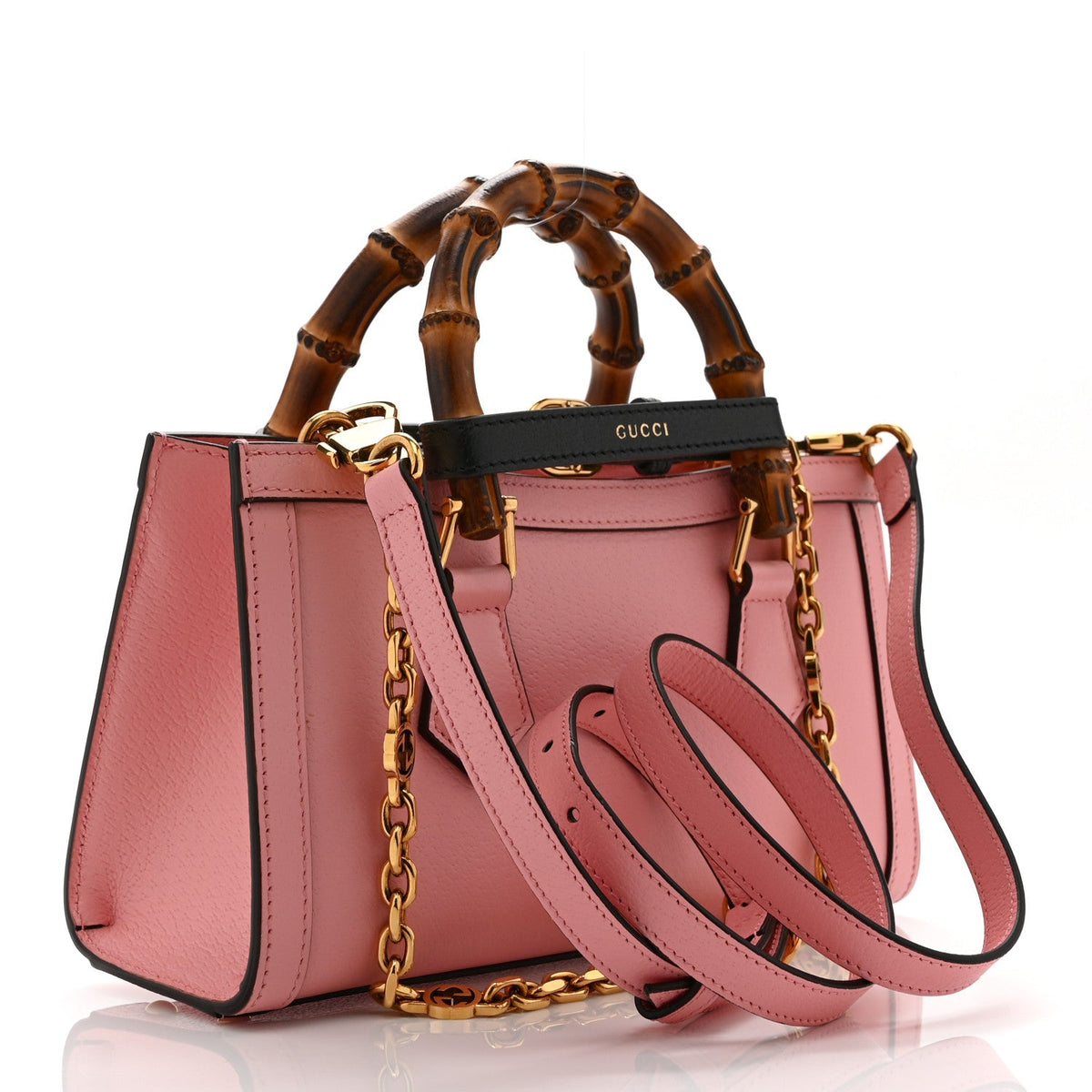 Textured Dollar Calfskin Web Small Diana Shoulder Bag Wild Rose Black