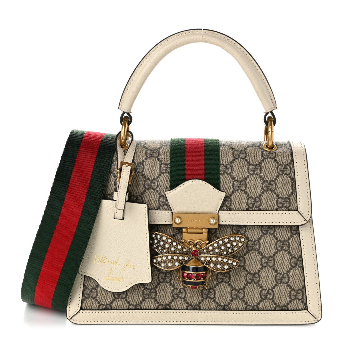 GG Supreme Monogram Small Queen Margaret Top Handle Bag White