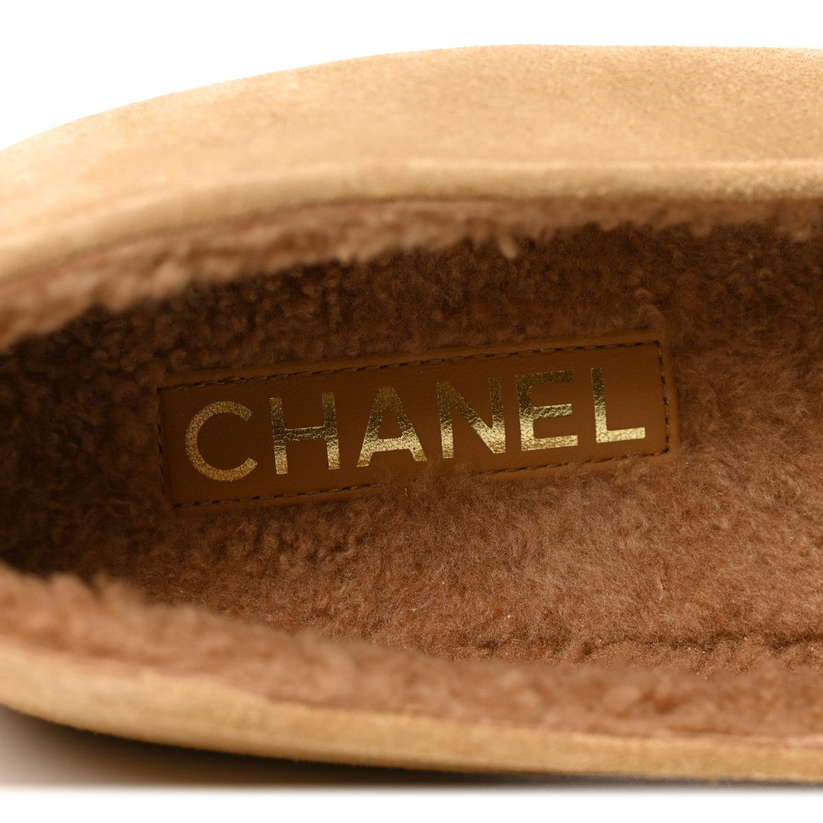 Suede Calfskin Cap Toe CC Mary Jane Flats 38 Beige