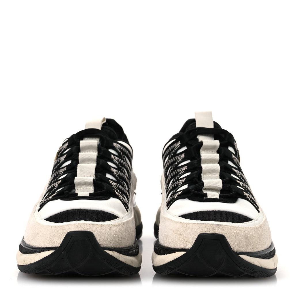 Fabric Suede Calfskin CC Sneakers 39.5 White Black