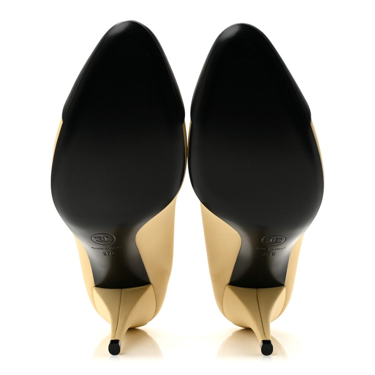Lambskin Pumps 37 Light Beige Black