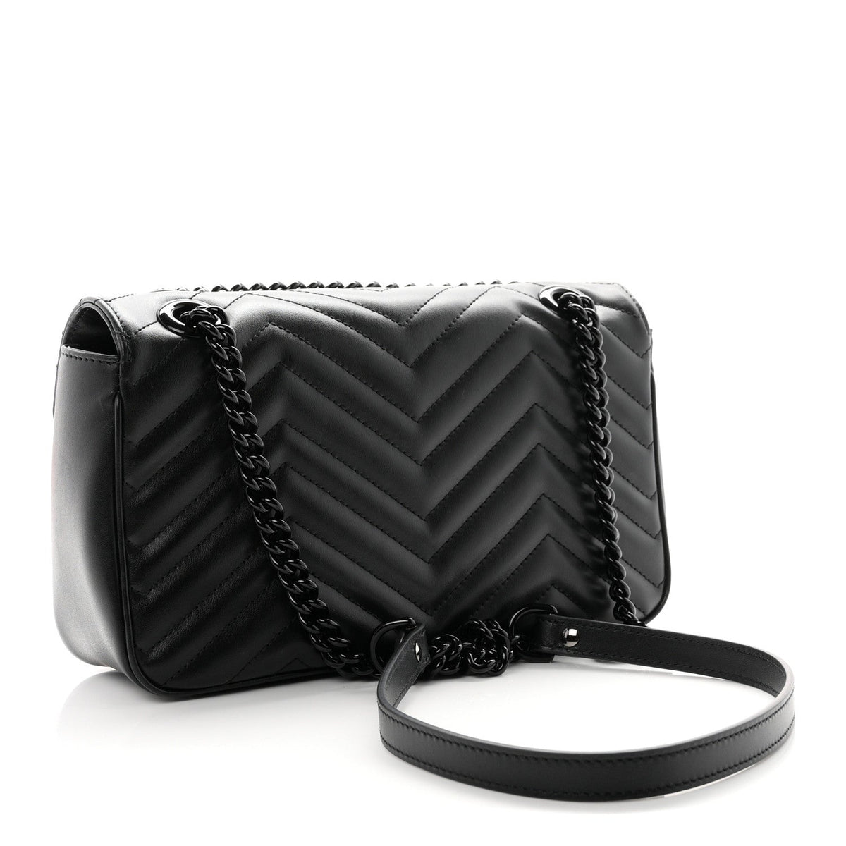 Calfskin Matelasse Monochrome Small GG Marmont Shoulder Bag Black
