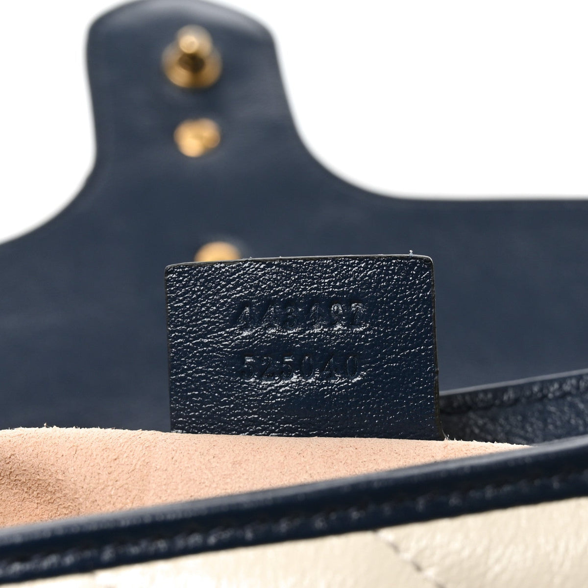 Vintage Effect Calfskin Matelasse Diagonal Small Torchon GG Marmont Shoulder Bag Mystic White Blue Agata