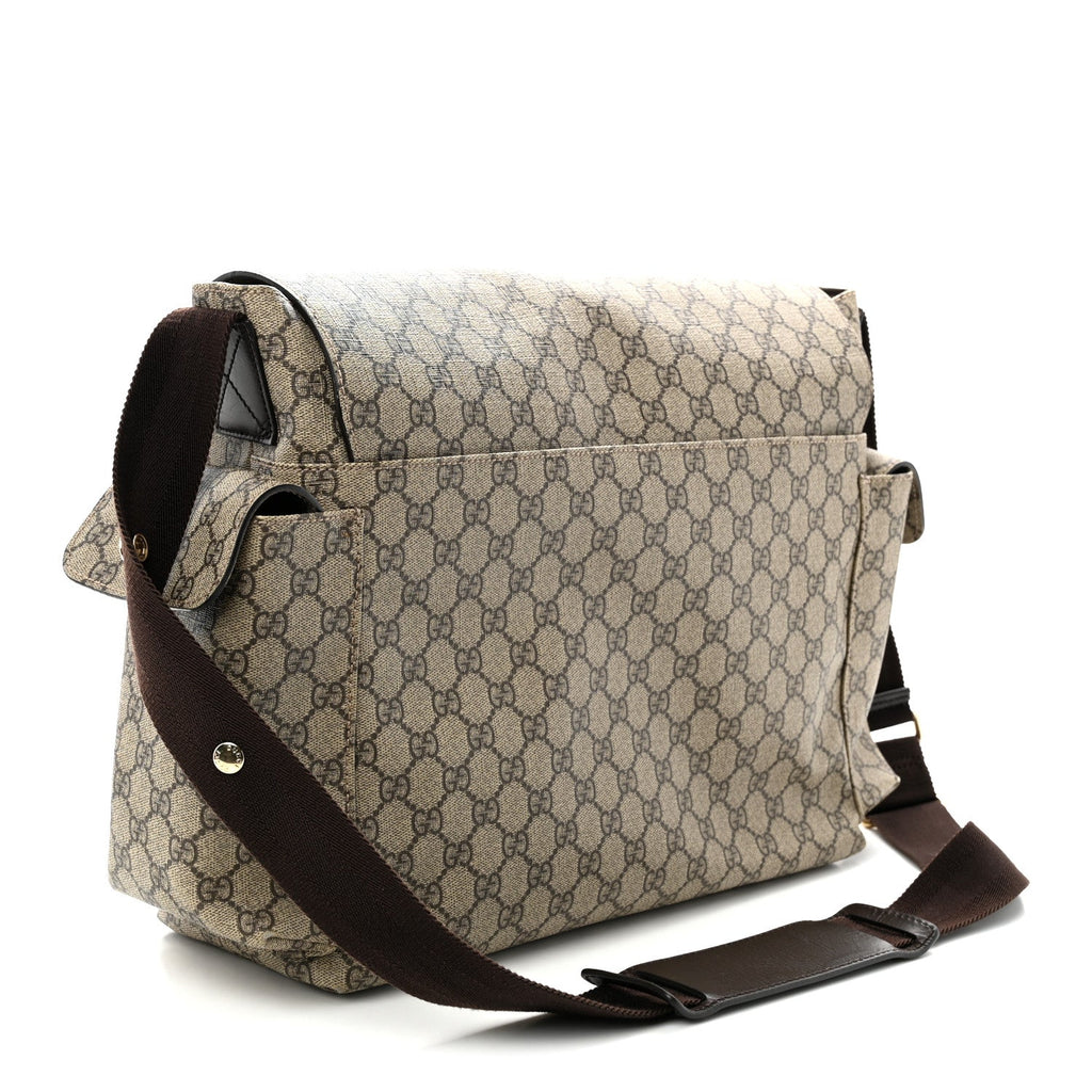 GG Plus Monogram Messenger Diaper Bag Dark Brown