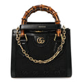New Canvas Charisma Calfskin Crystal GG Monogram Mini Diana Tote Black
