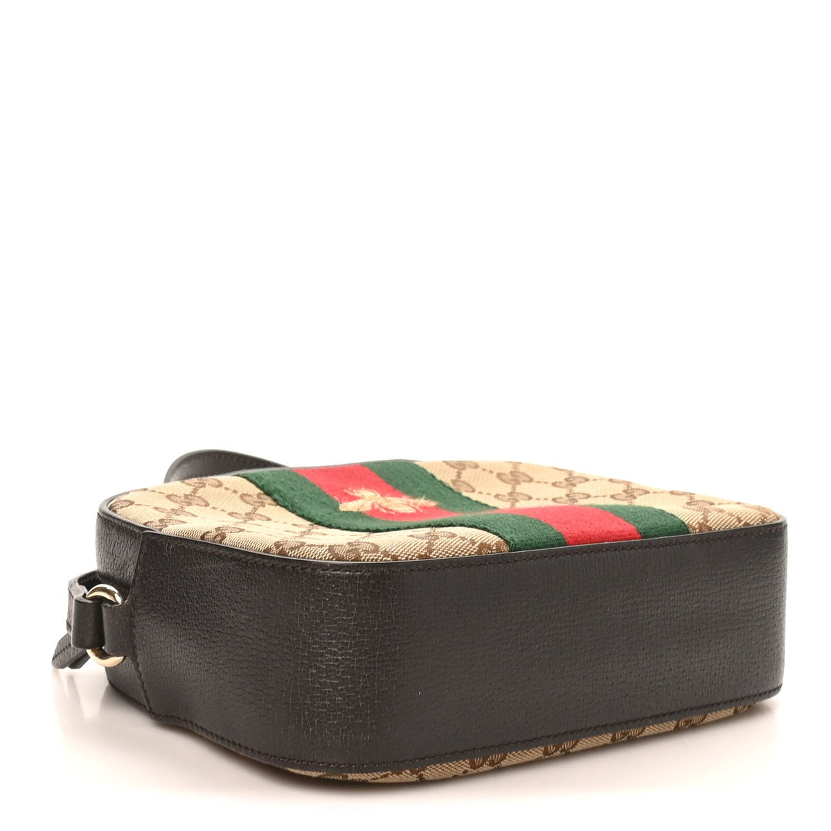GG Supreme Monogram Web Small Webby Bee Shoulder Bag Dark Brown