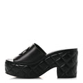 Lambskin Quilted CC Platform Mules 39 Black