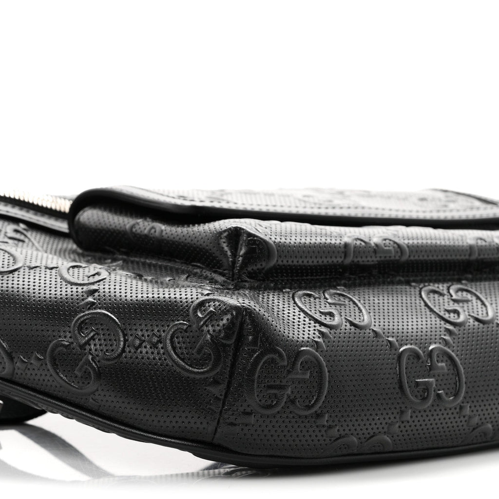 Calfskin GG Tennis Embossed Pocket Belt Bag Black