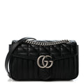 Calfskin Matelasse Aria Small GG Marmont Shoulder Bag Black