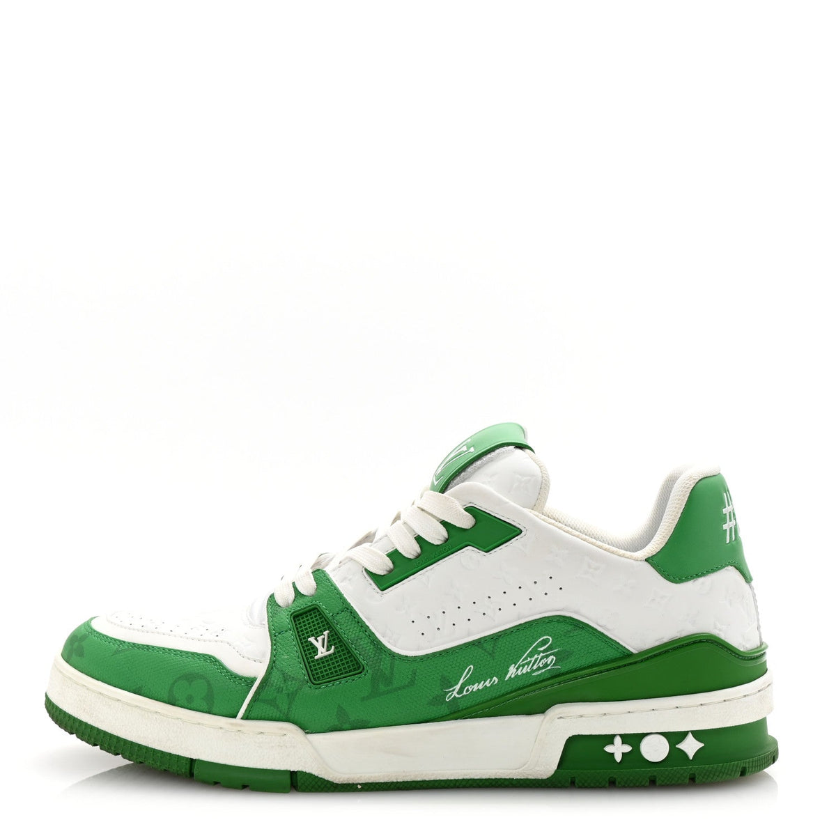 Calfskin Monogram Mens LV Trainer Sneakers 8 Green