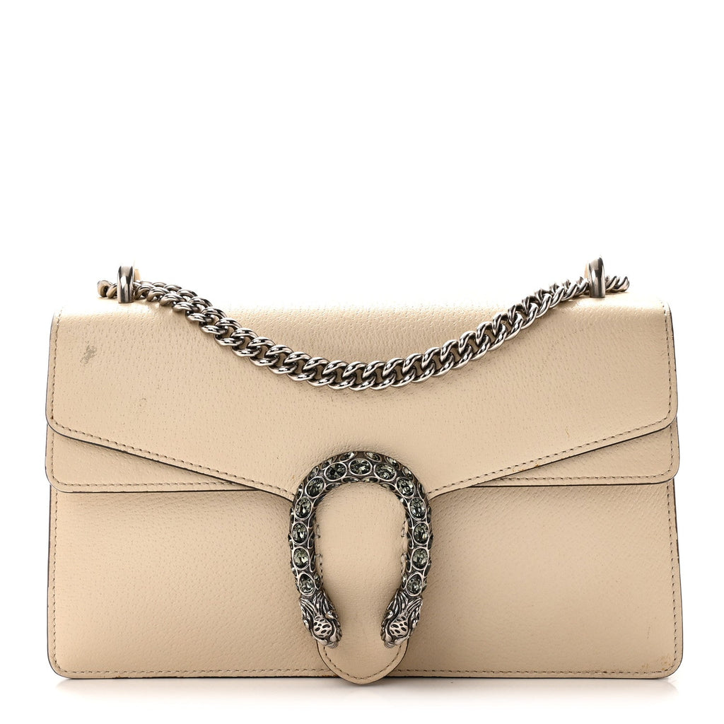 Textured Calfskin Crystal Small Dionysus Shoulder Bag Mystic White
