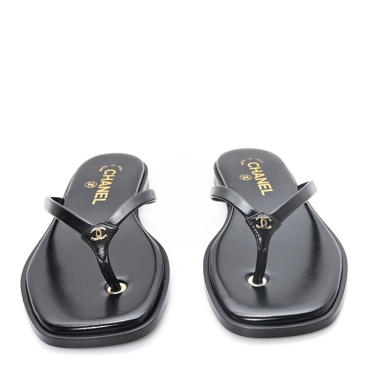 Goatskin CC Times Square Thong Sandals 37 Black