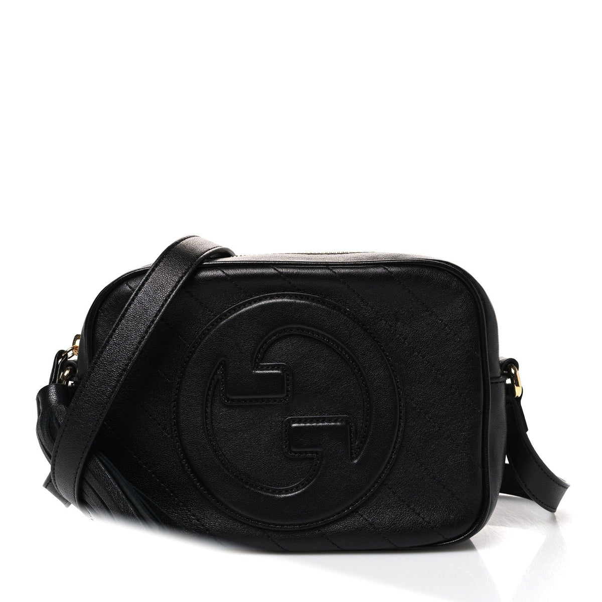 Sakai Be Green Calfskin Diagonal Stitched Small Blondie Shoulder Bag Black