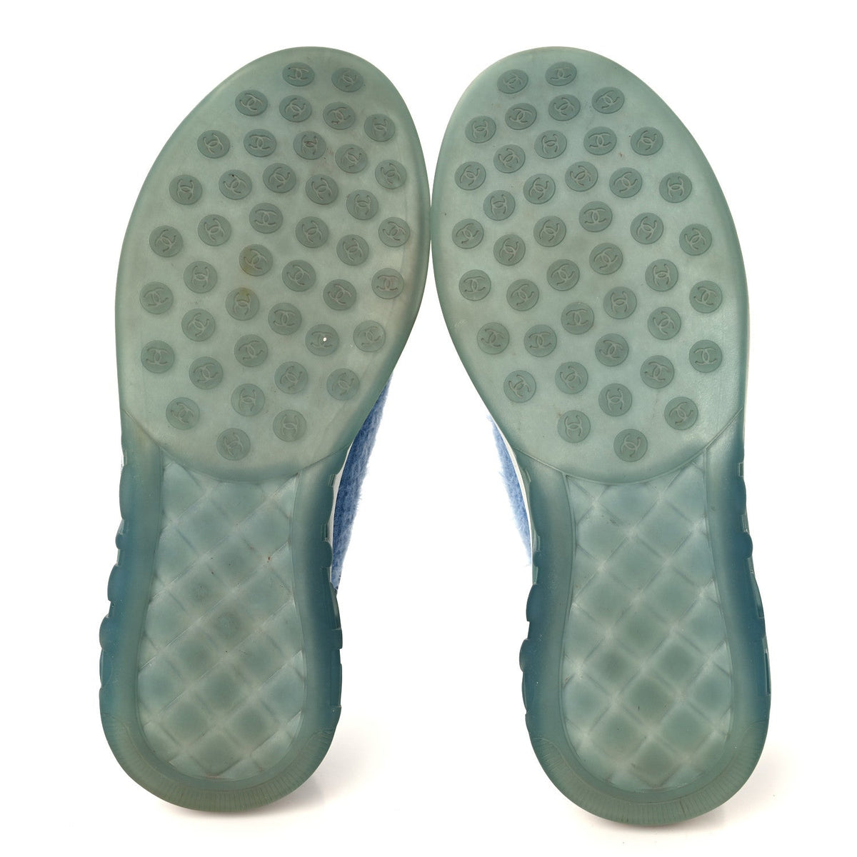 Suede Calfskin Stretch Fabric CC Sneakers 40.5 Light Blue
