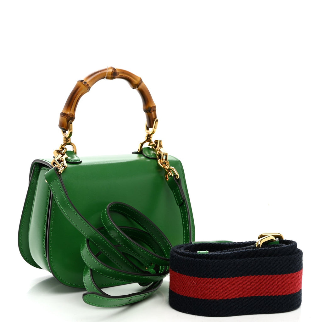 Boarded Dyana Lux Calfskin Web Mini Bamboo 1947 Top Handle Bag Spring Green