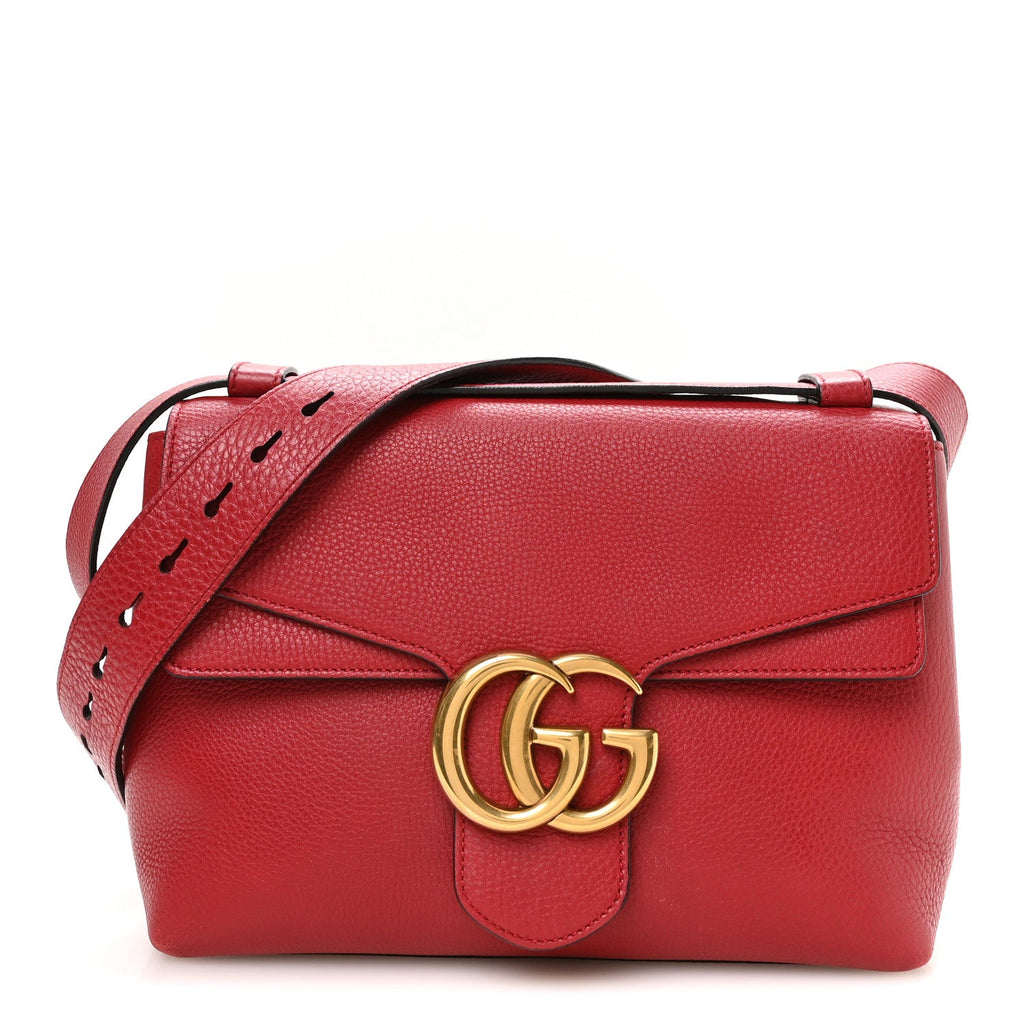 Cellarius Calfskin GG Marmont Shoulder Bag Vulcanic Red