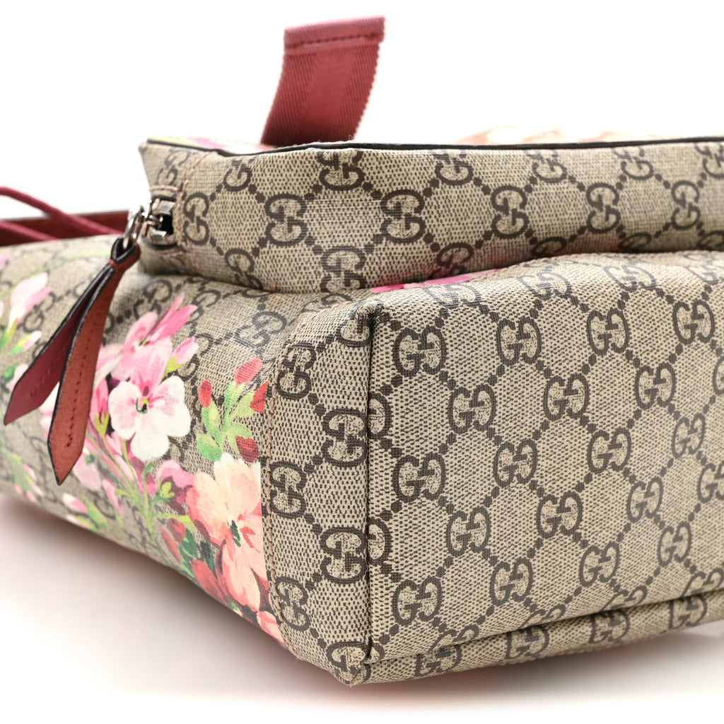 GG Supreme Monogram Blooms Small Single Buckle Backpack Beige Multicolor Dry Rose