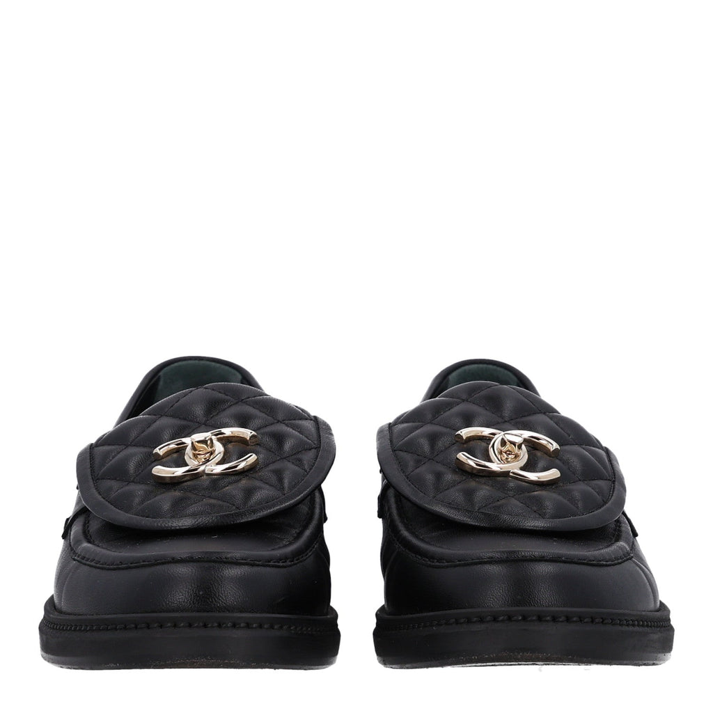 Lambskin Quilted CC Turnlock Loafers 39.5 Black