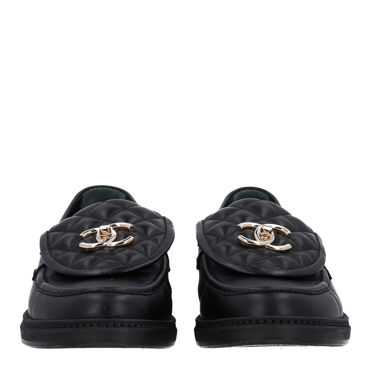 Lambskin Quilted CC Turnlock Loafers 39.5 Black