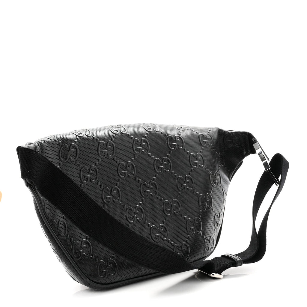Calfskin GG Tennis Embossed Pocket Belt Bag Black