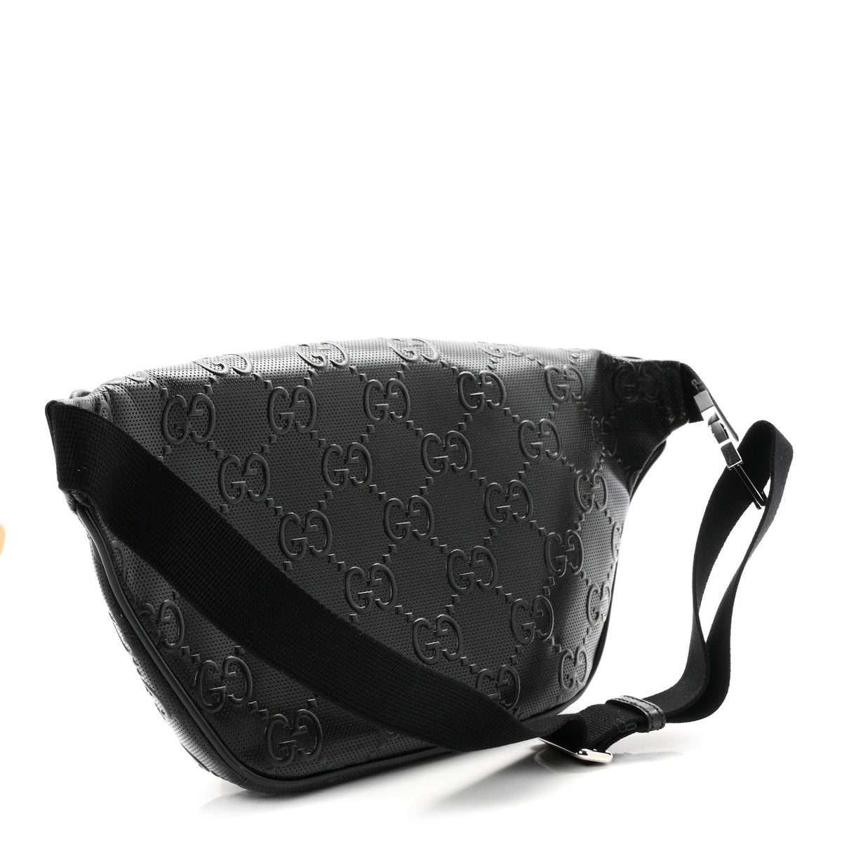 Calfskin GG Tennis Embossed Pocket Belt Bag Black
