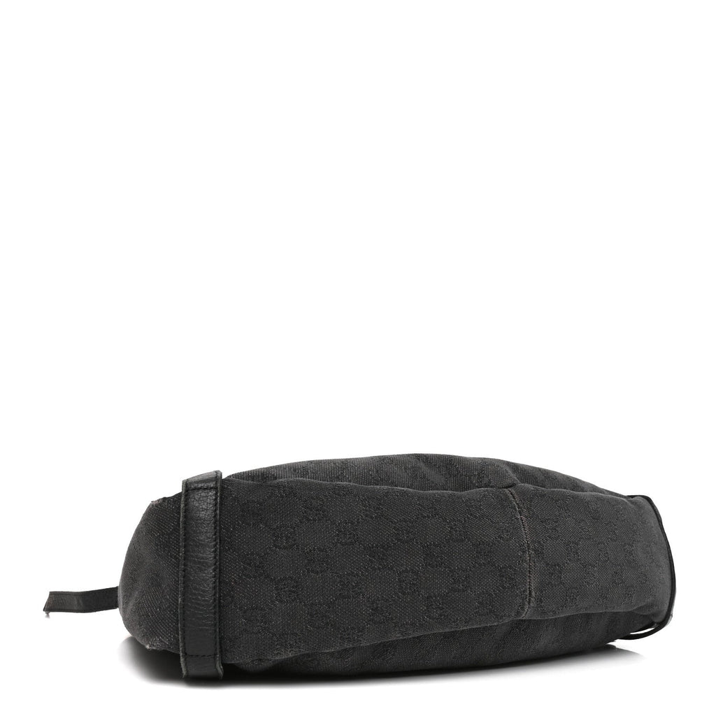 Monogram Denim Medium Abbey Shoulder Bag Black