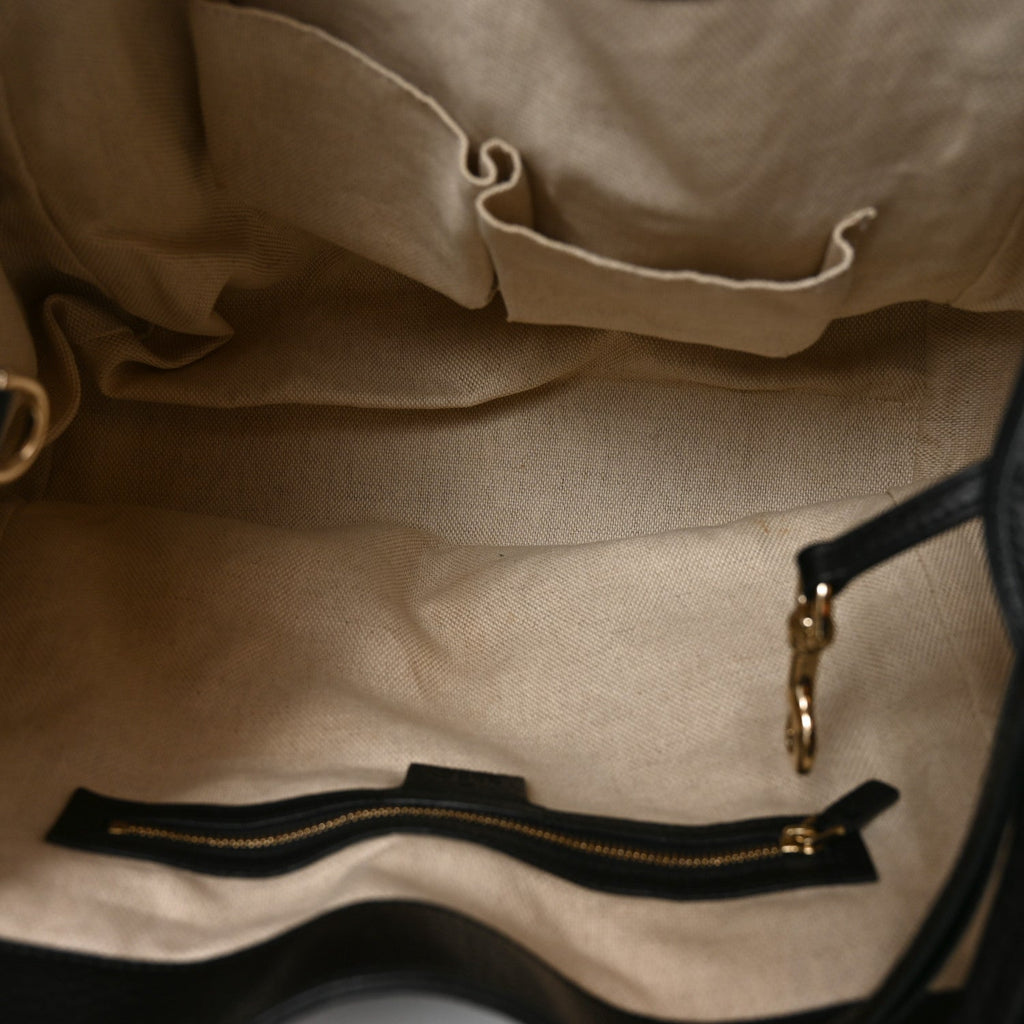 Pebbled Calfskin Medium Soho Shoulder Bag Black