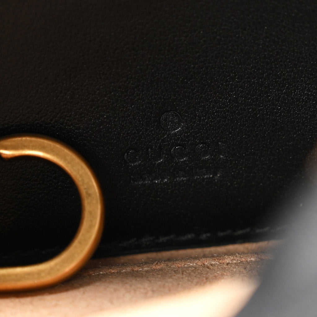 Calfskin Matelasse Chevron Mini GG Marmont Half Moon Hobo Black