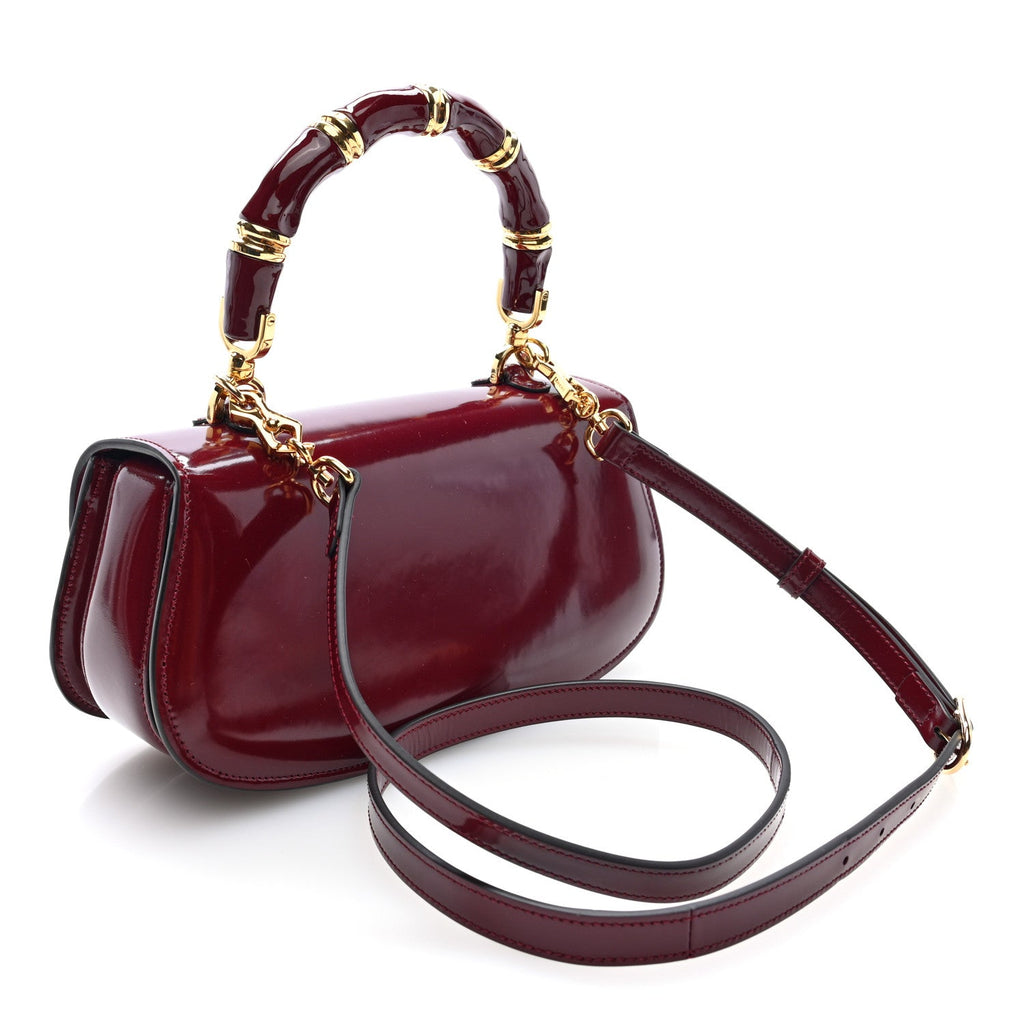 Shiny Polished Calfskin Medium Bamboo Diva Rosso Ancora Red