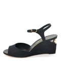 Grosgrain Pearl CC Wedge Sandals 38 Black