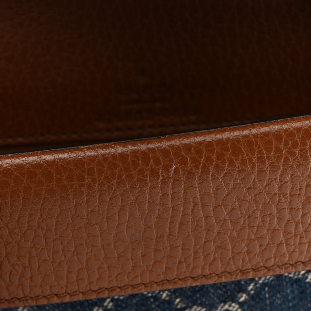 New Denim GG Monogram Dollar Calfskin Enamel Super Mini Dionysus Shoulder Bag Blue Tea Cuir Epilog Electric Blue