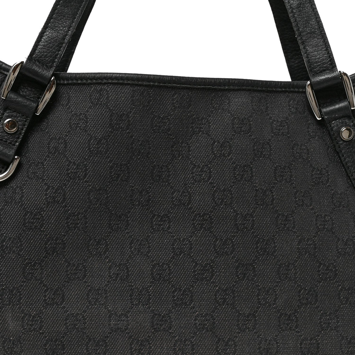 Monogram Denim Medium Abbey Shoulder Bag Black