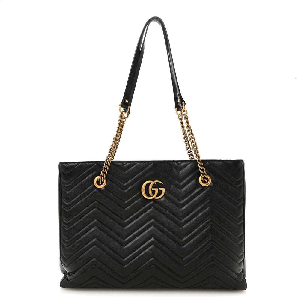 Vintage Calfskin Matelasse Medium GG Marmont Slim Tote Black