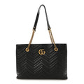 Vintage Calfskin Matelasse Medium GG Marmont Slim Tote Black
