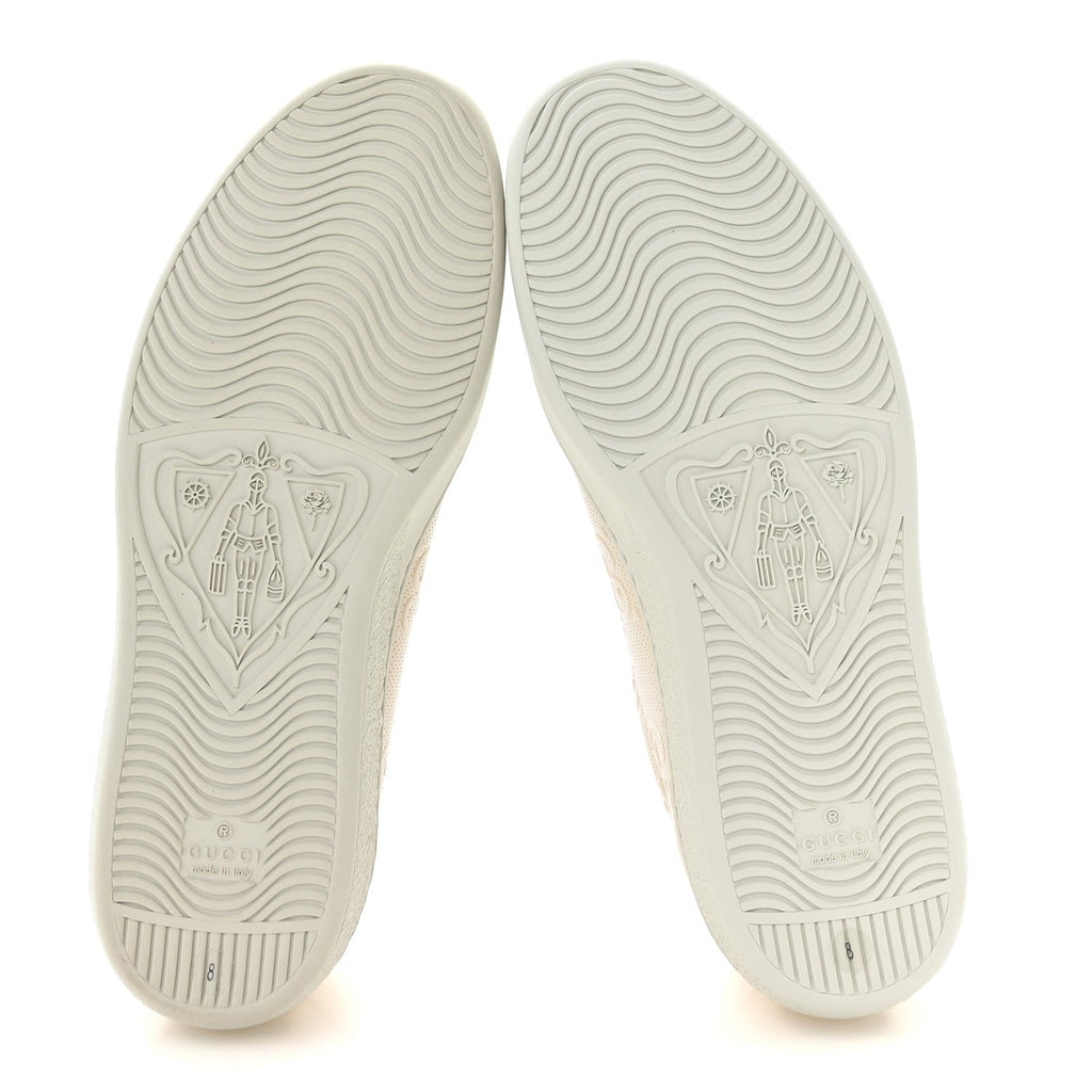 Calfskin GG Tennis Embossed Mens Ace Sneakers 8 Mystic White