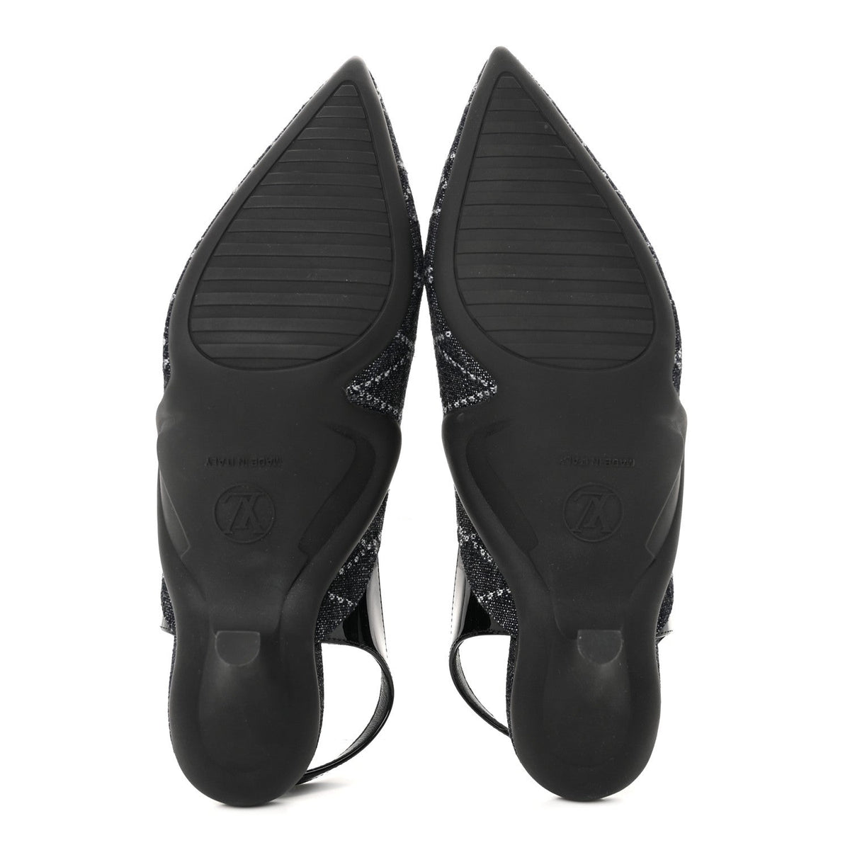Denim Patent Archlight Low Heel Slingback Pumps 39 Black