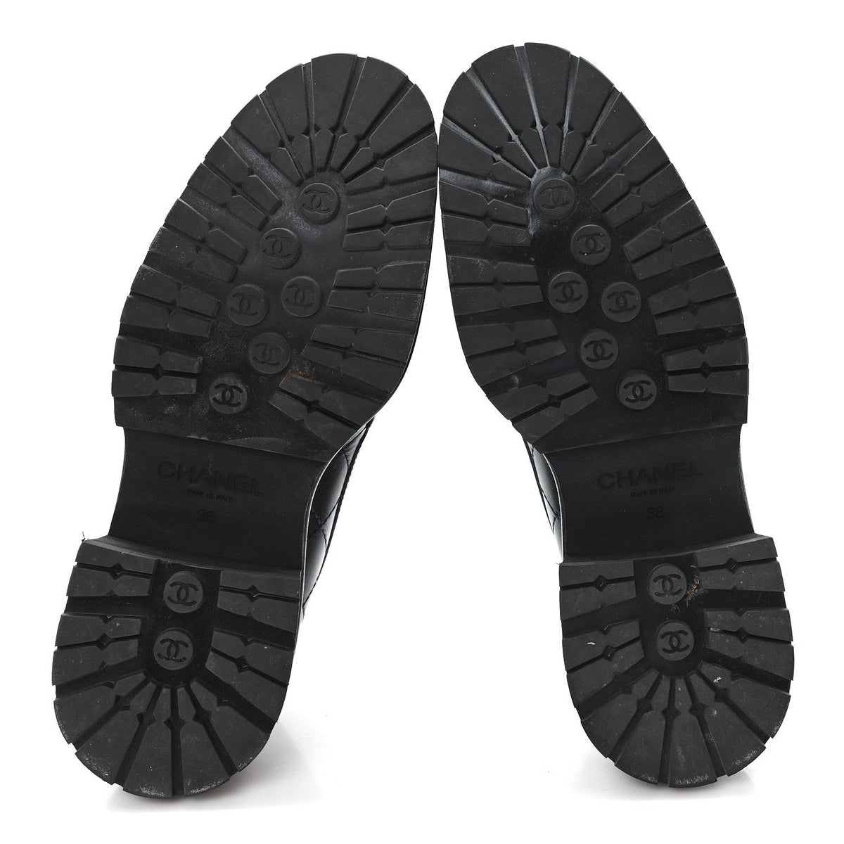 Calfskin Quilted CC Mocassin Loafers 38 Black