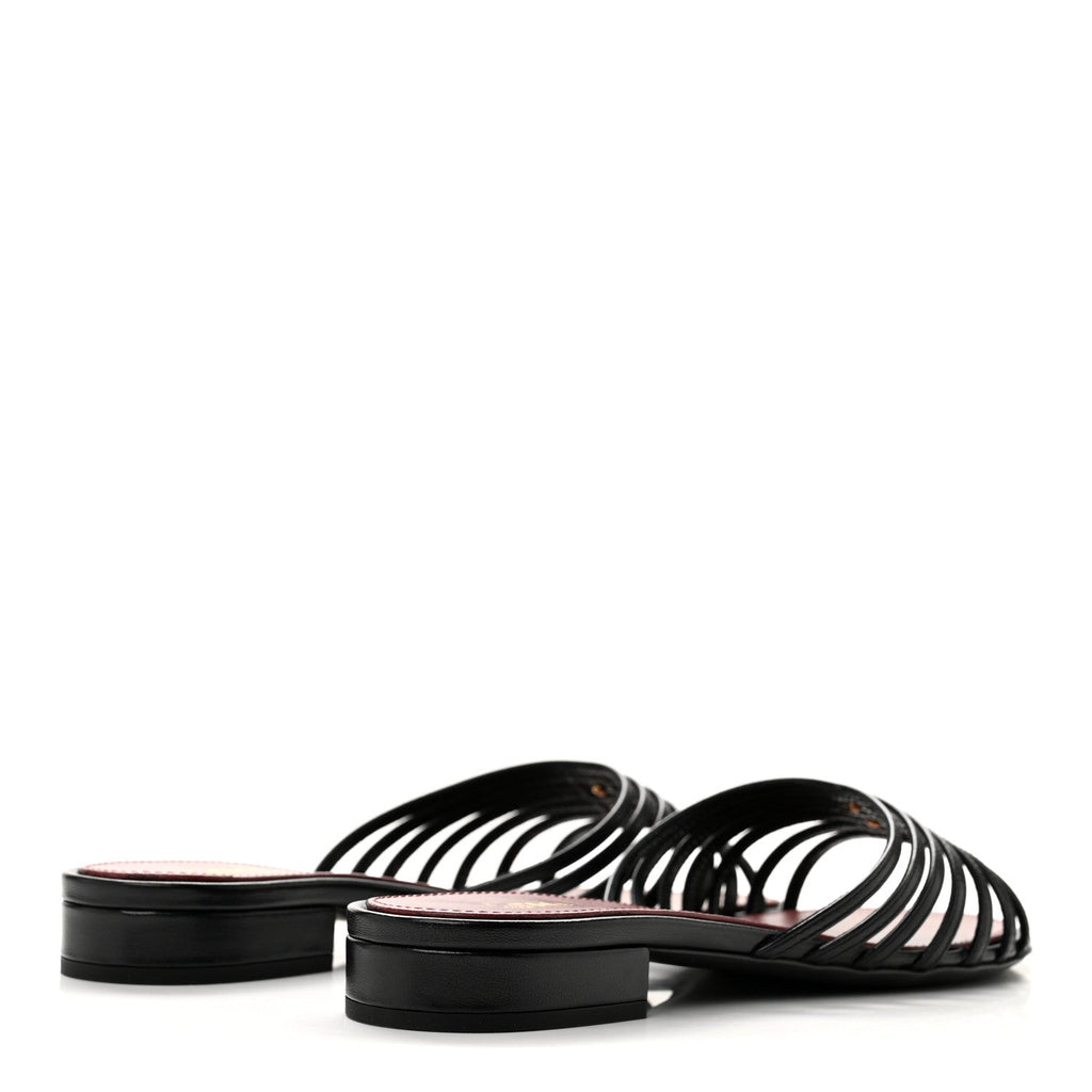 Goatskin Caged CC Slide Sandals 37 Black