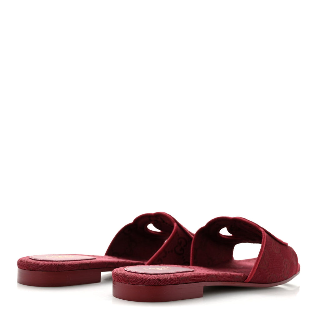 GG Canvas Interlocking G Cut Out Slide Sandals 37.5 Rosso Ancora