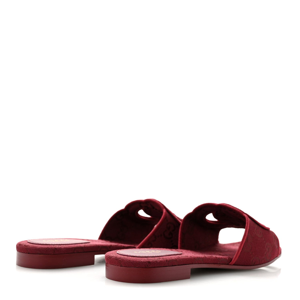 GG Canvas Interlocking G Cut Out Slide Sandals 37.5 Rosso Ancora
