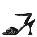 Suede Kidskin Chain Sandals  36 Black