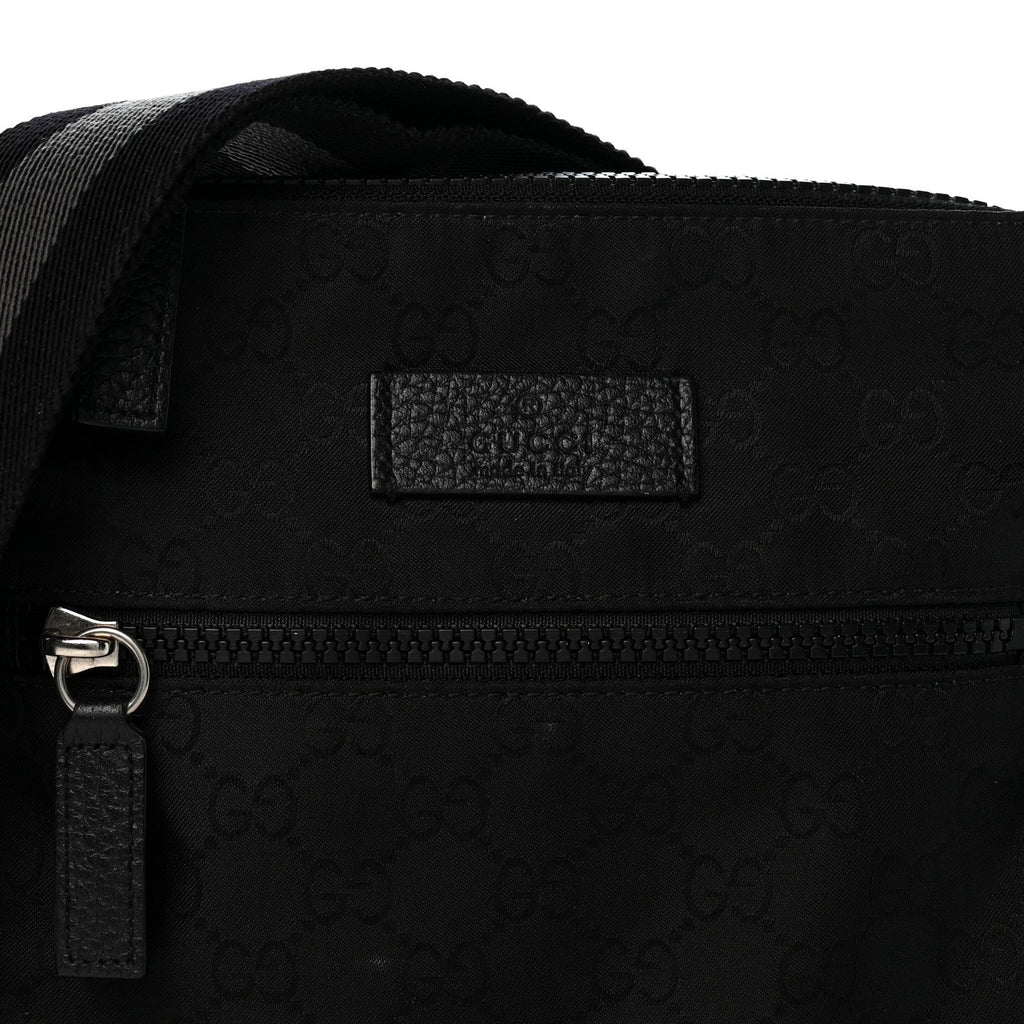 Nylon Monogram Mini Flat Messenger Bag Black