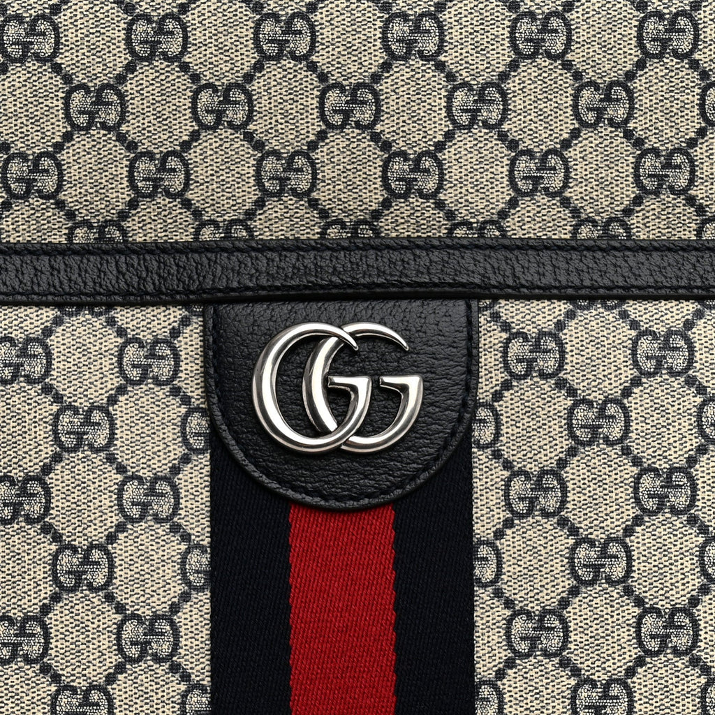 GG Supreme Monogram Web Savoy Garment Bag Beige Blue