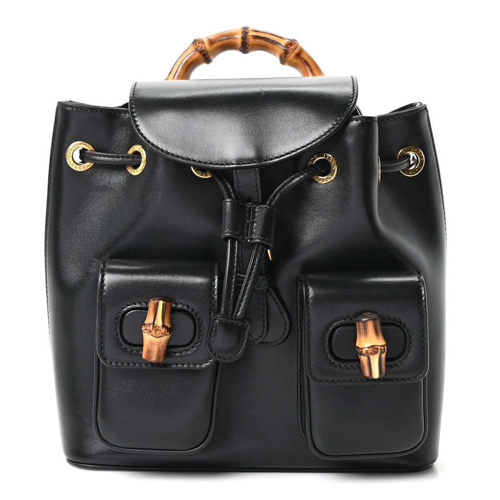Calfskin Bamboo Backpack Black