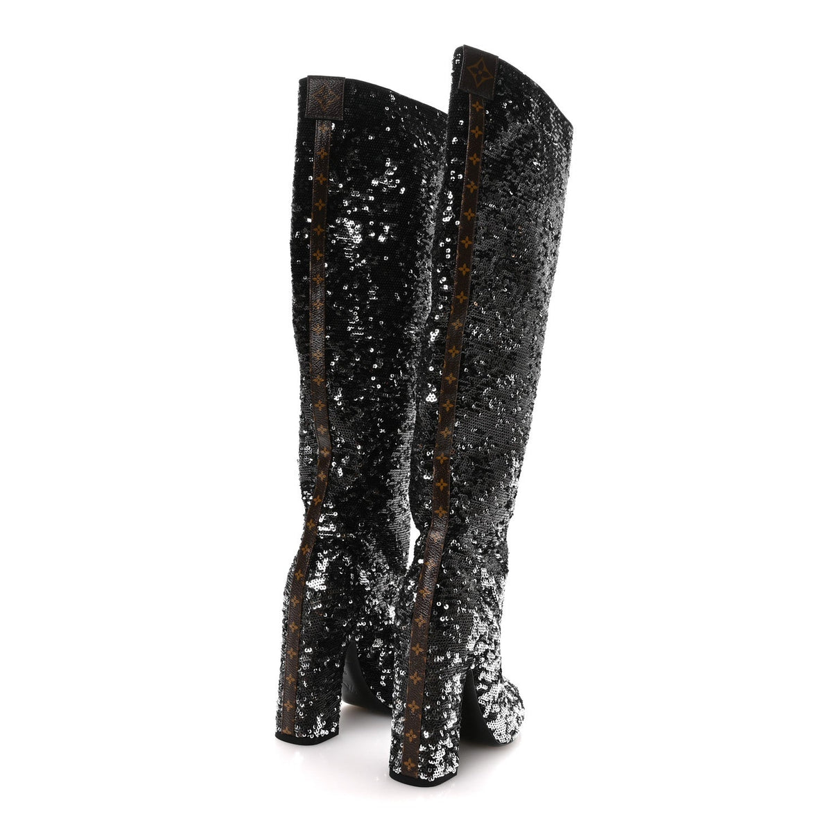 Sequin Donna High Boots 38 Black