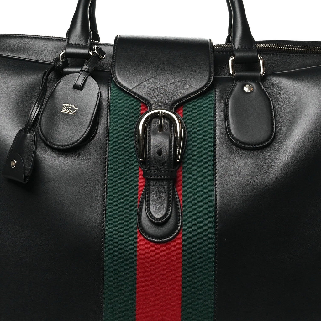 Calfskin Web Suitcase Black