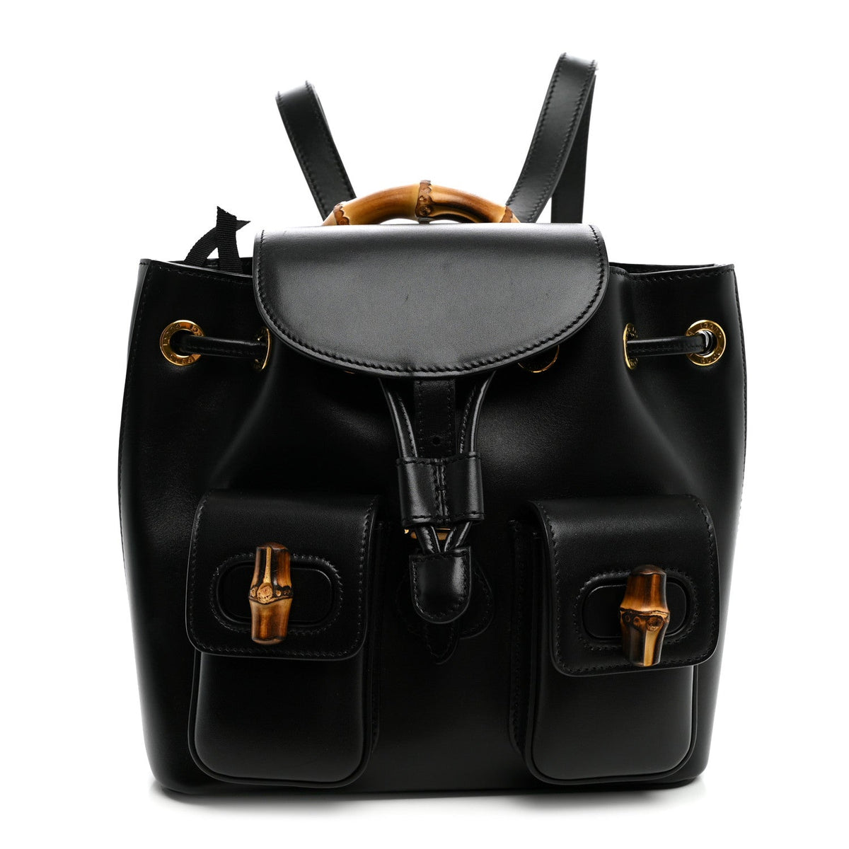 Calfskin Bamboo Backpack Black
