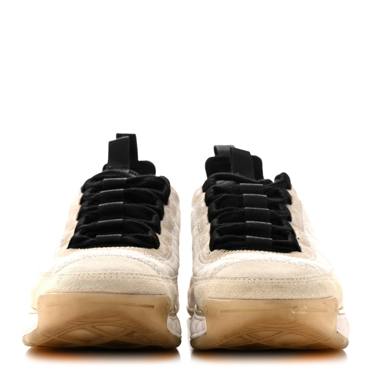 Velvet Calfskin Mixed Fibers CC Sneakers 36 Ivory Black