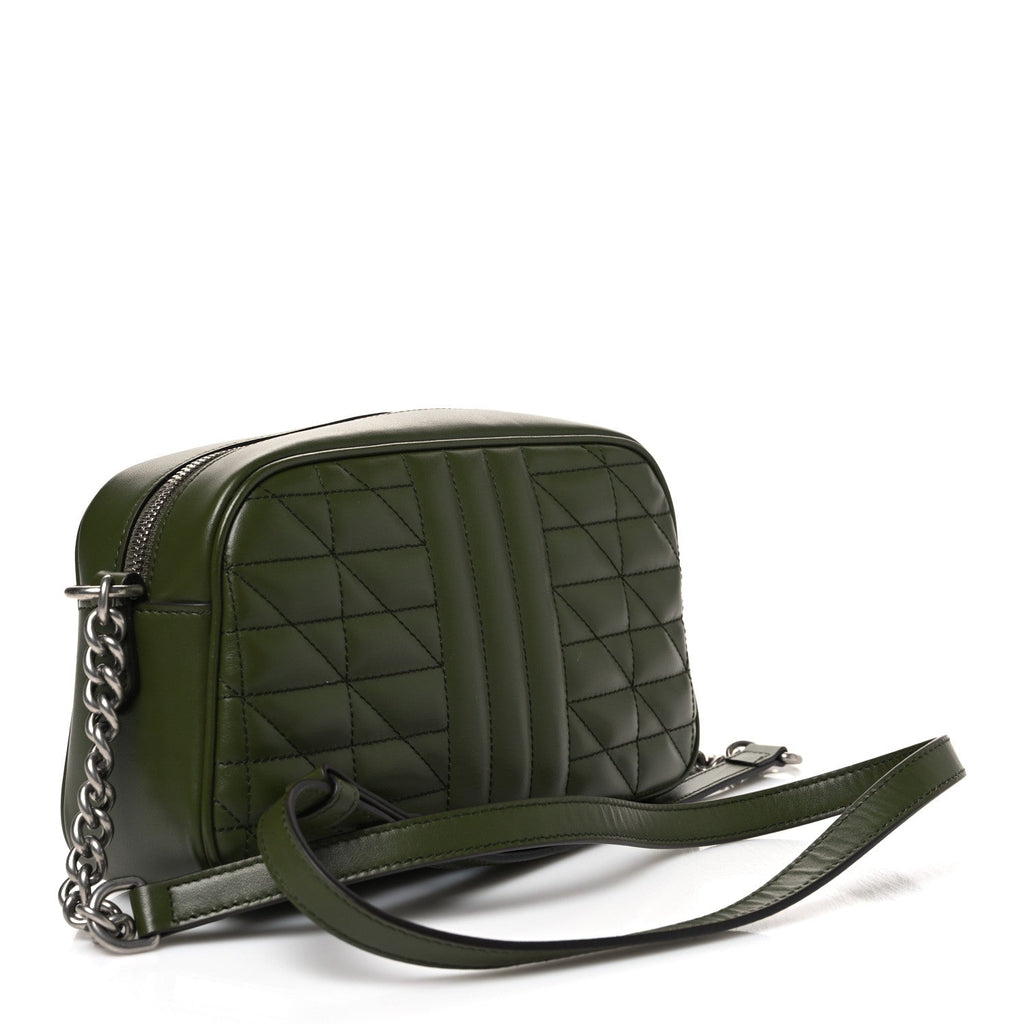 Calfskin Matelasse Aria Small GG Marmont Chain Shoulder Bag Military Wood